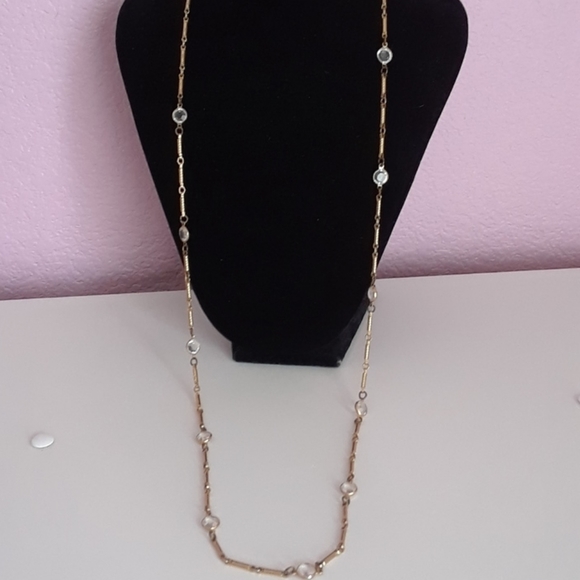 Jewelry - 36" gold and clear bead necklace